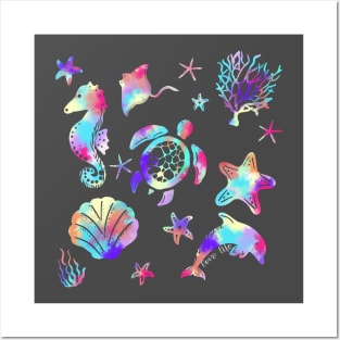 Love life Tie died sea life design Posters and Art